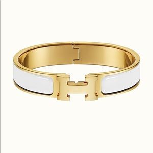 Hèrmes clic clac H bracelet in white enamel